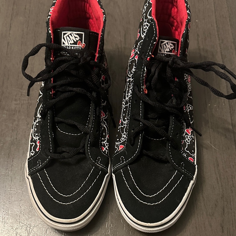 Vans Black and Red Hello Kitty High-Tops